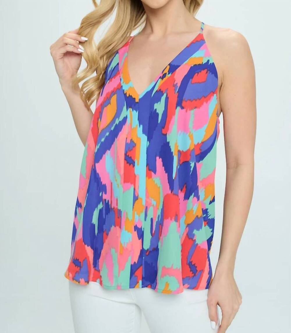 NEW ADRIENNE roxy panel front tank top in free spirit